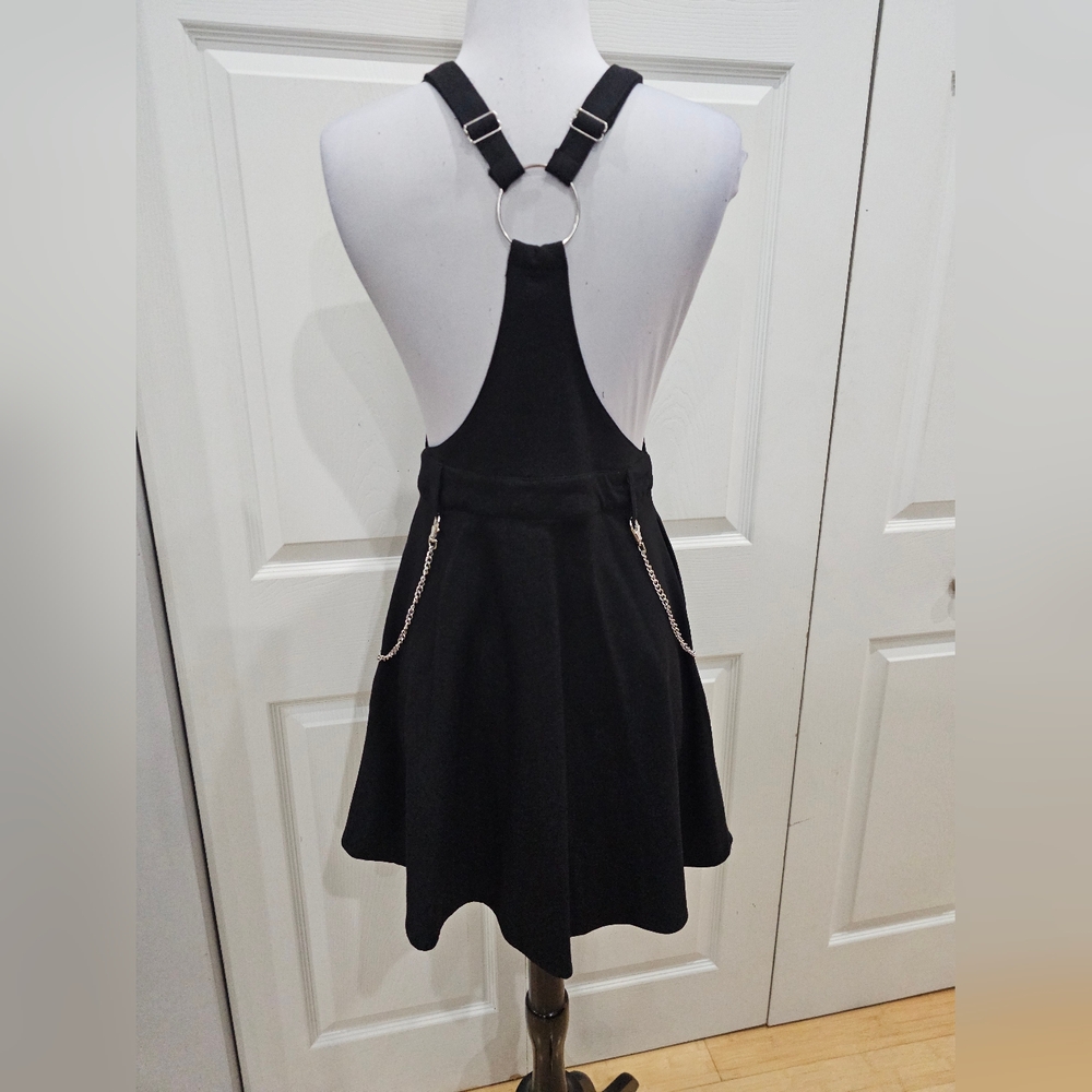 Hot Topic Punk Goth Black O-Ring Zipper & Chain Skirtall Skirt Overall Dress XS - Picture 9 of 16
